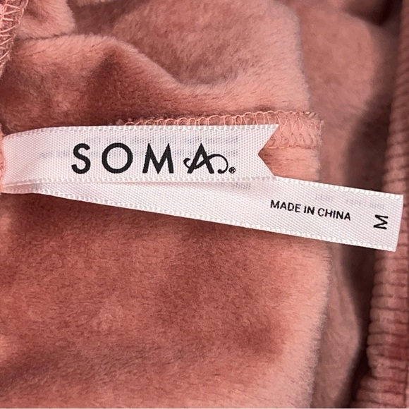 Medium Soma Blush Pink Ribbed Velour Jogger Pants Pull On Tapered Leg Cozy - Picture 8 of 10